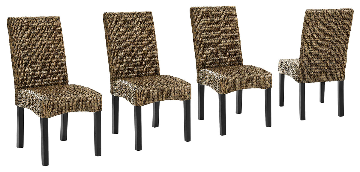 Crosley Furniture Edgewater Handwoven Natural Fiber Rattan Dining Chairs Set of 4, Seagrass