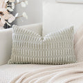 Otostar Corduroy Decorative Throw Pillow Covers 12X20 Inch Super Soft Boho Striped Rectangle Pillow Covers Case Modern Cushion Covers For Sofa Couch Bedroom Car Decor Light Grey