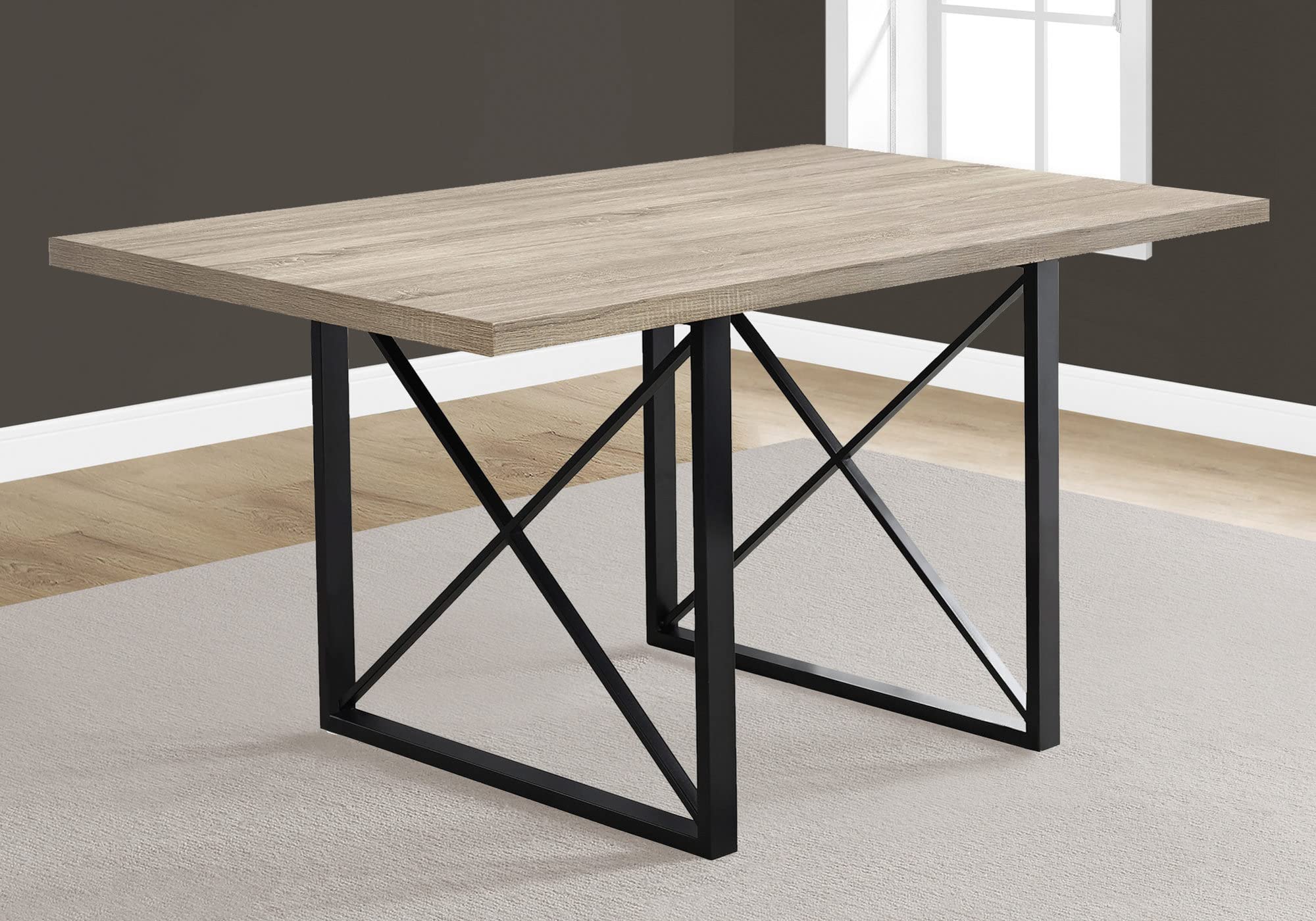 Monarch Specialties I Dining Table - 36&quot;X 60&quot; / Dark Taupe/Black Metal,
