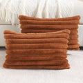 Futei Brown Striped Decorative Throw Pillow Covers 12X20 Inch Set Of 2,Rectangle Spring Decorations Couch Lumbar Pillowcase,Soft