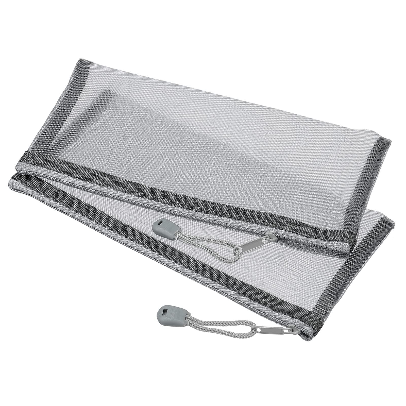 Meccanixity Mesh Zipper Bags, B6 Nylon Zip Pouch Pencil Case Storage Pockets For Travel Office Accessories, Gray Pack Of 6