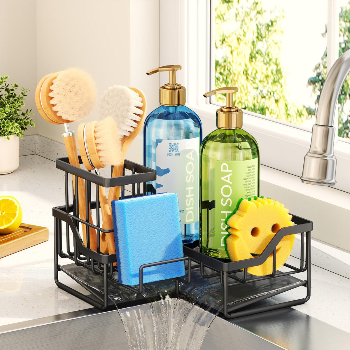 HapiRm Sponge Holder for Kitchen Sink  Rustproof LShaped Sink Caddy