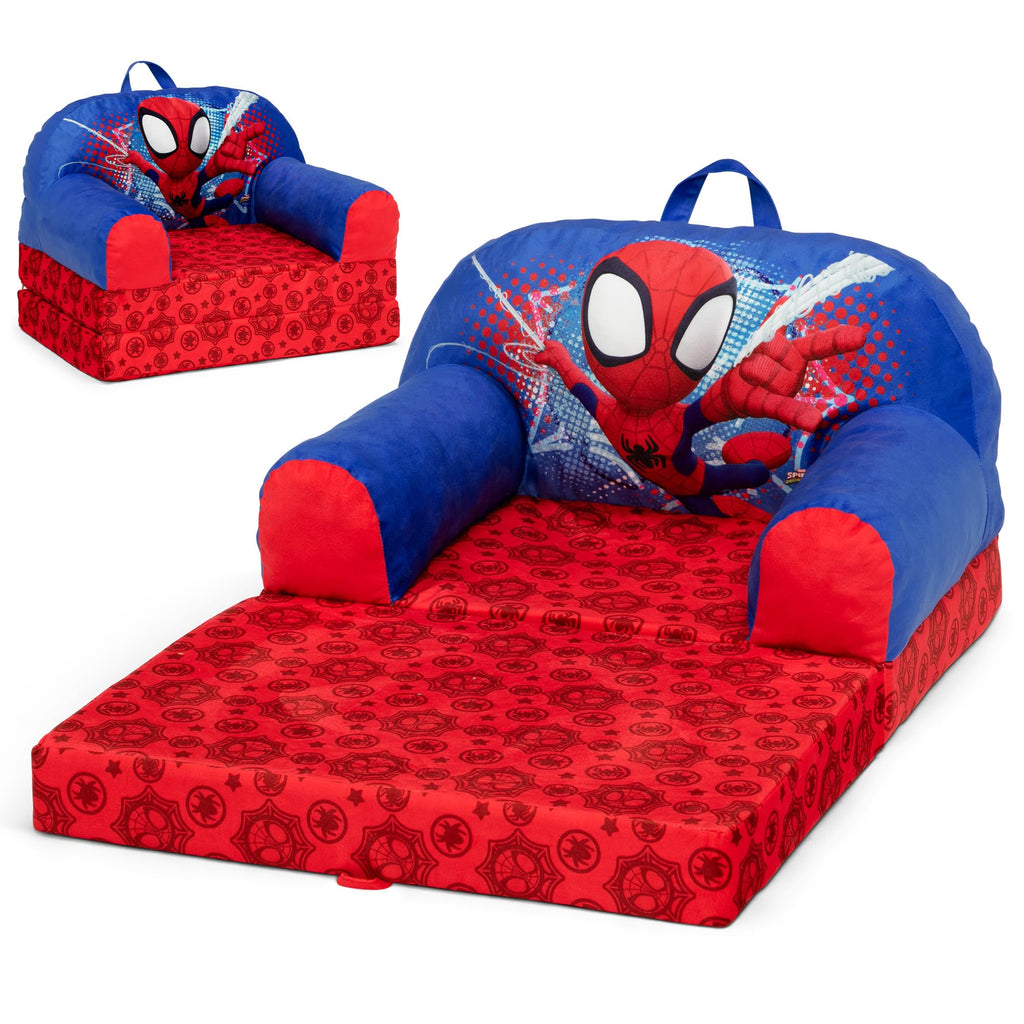 Delta Children - Spidey And His Amazing Friends Cozee Buddy Flip-Out Kids Chair, Red