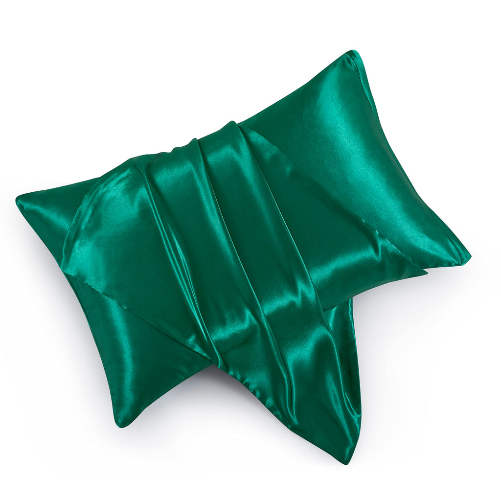 Hommxjf Satin Pillowcases With Zipper (20X36),King Size Pillowcases Set Of 2,Blackish Green Silk Pillowcase For Hair And Skin