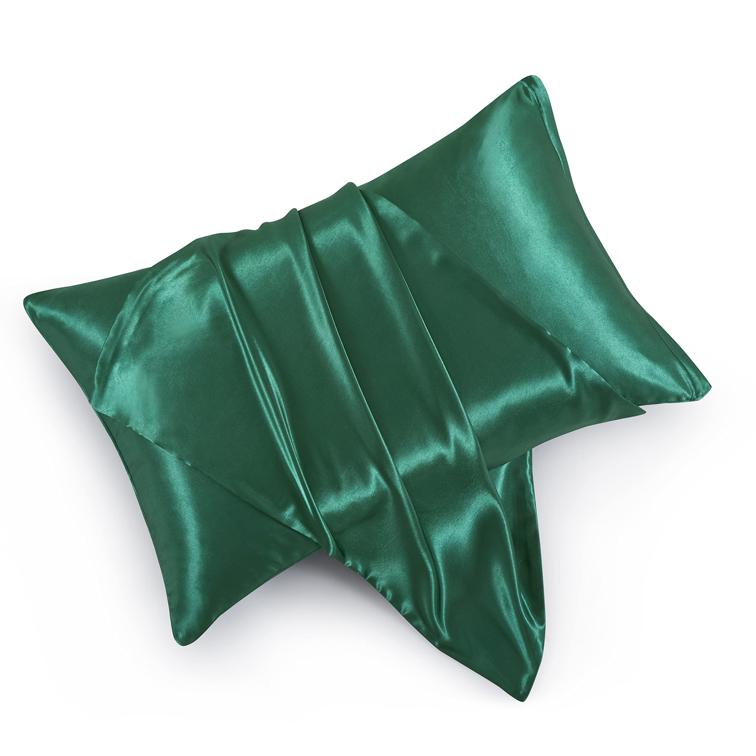 Hommxjf Satin Pillowcases With Zipper (20X30),Queen Size Pillowcases Set Of 2, Blackish Green Silk Pillowcase For Hair And Skin