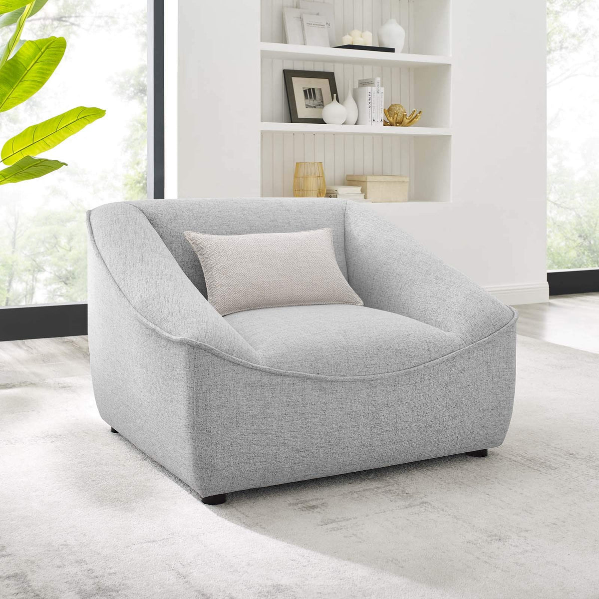 Modway Comprise Fabric Upholstered Sectional, Armchair, Light Gray