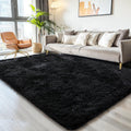 KCHOWUA Black Rug for Bedroom 6x9 Fluffy Rugs for Living Room Thick Machine Washable Plush Area Rugs for Dorm Large Comfy Shaggy