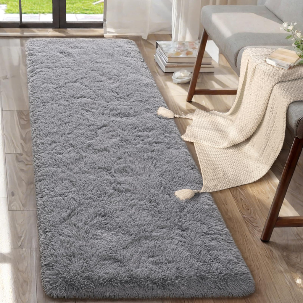 Arogan Shag 2X6 Runner Rug For Bedroom, Washable Rugs Runners With Memory Foam For Hallways, Entryway Indoor Fluffy Throw Rug Fo