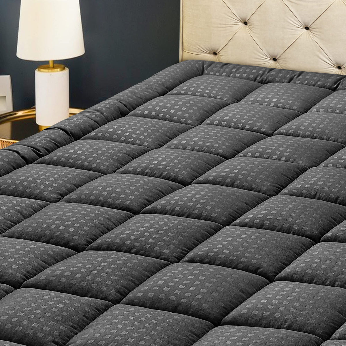 Hyleory Full Xl Mattress Pad Quilted Fitted Mattress Protector Cooling Pillow Top Mattress Cover Breathable Fluffy Soft Mattress