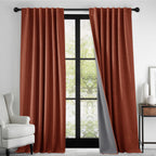Ryb Home 100% Blackout Linen Textured Curtains 90 Inches Long, Insulating Privacy Energy Saving For Bedroom Living Room Window O