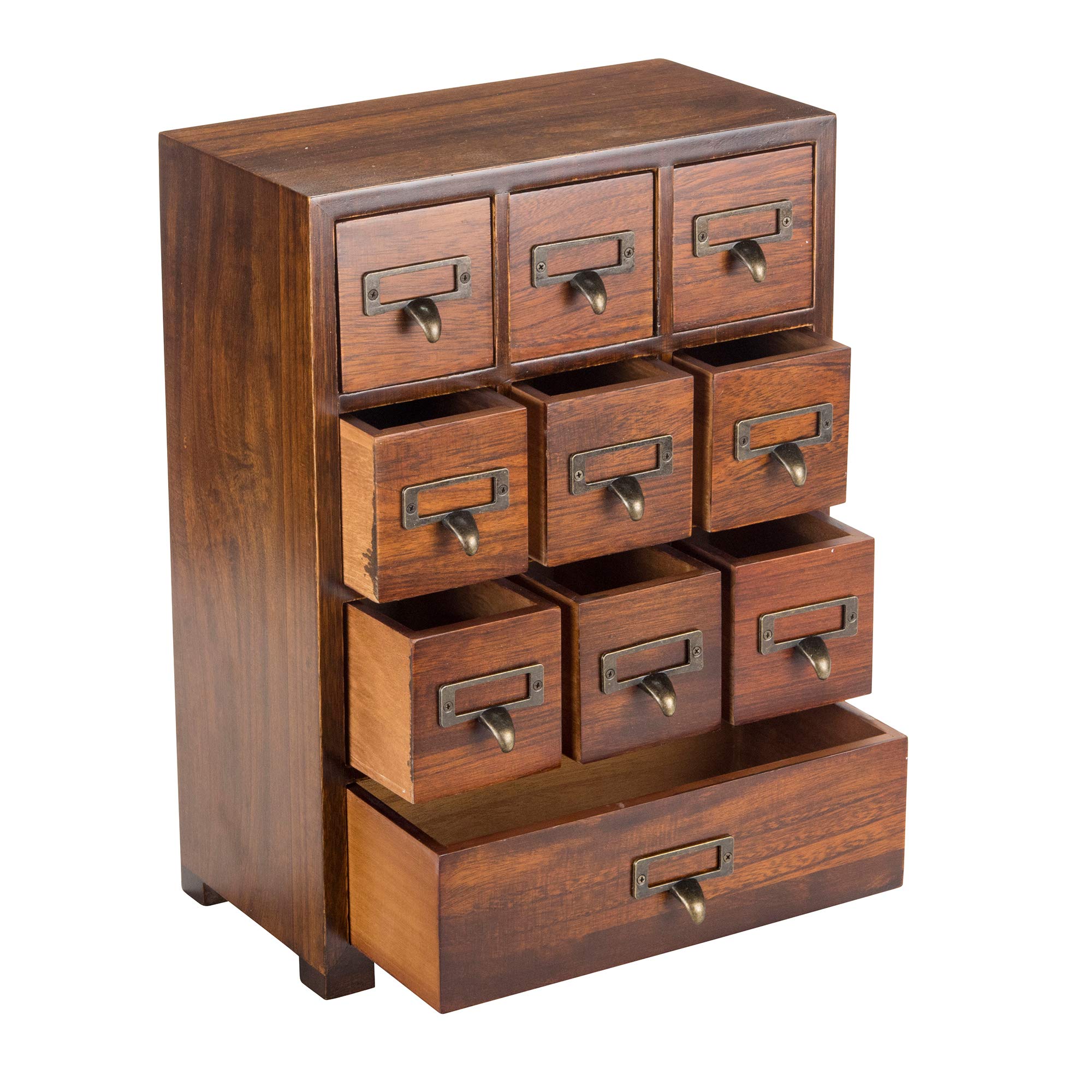Primo Supply Library Card Catalog Solid Wood Small Curio Cabinet l Retro Storage Organizer Apothecary Drawer Dresser l Thread Co