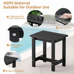 Lue Bona Outdoor Side Table, Hdps Small Outdoor Adirondack Side Tables, Outside End Table For Patio, Porch, Deck, Pool, Weather Resistant/Easy Maintenance, Black