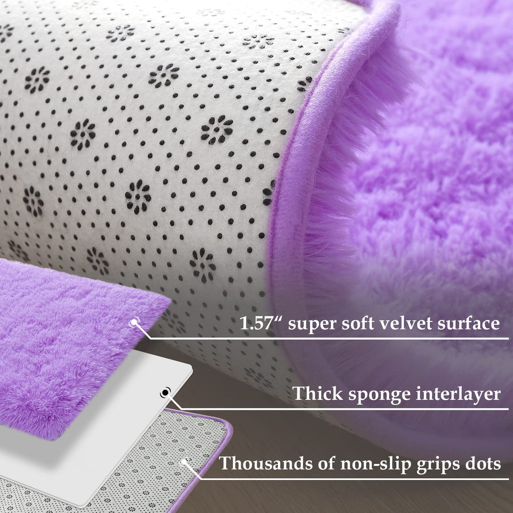 Merelax Modern Soft Fluffy Small Shaggy Rug For Bedroom Livingroom Dorm Kids Room Indoor Home Decorative, Non-Slip Plush Furry F