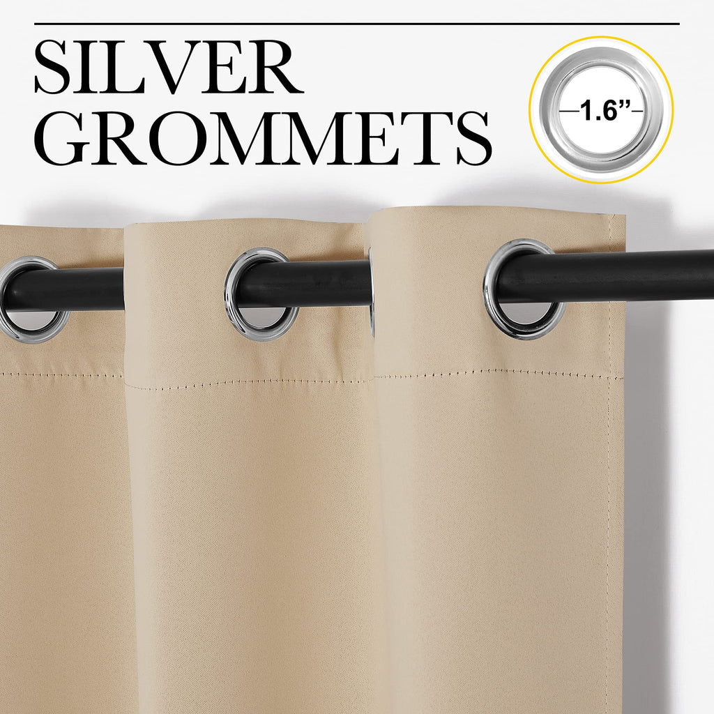 Nicetown Room Darkening Blind Shade For Kids Bedroom, Biscotti Beige, Single Panel, 42 X 45 Inch, Triple Weave Home Decoration Light Blocking Solid Ring Top Curtain/Drape For Small Window