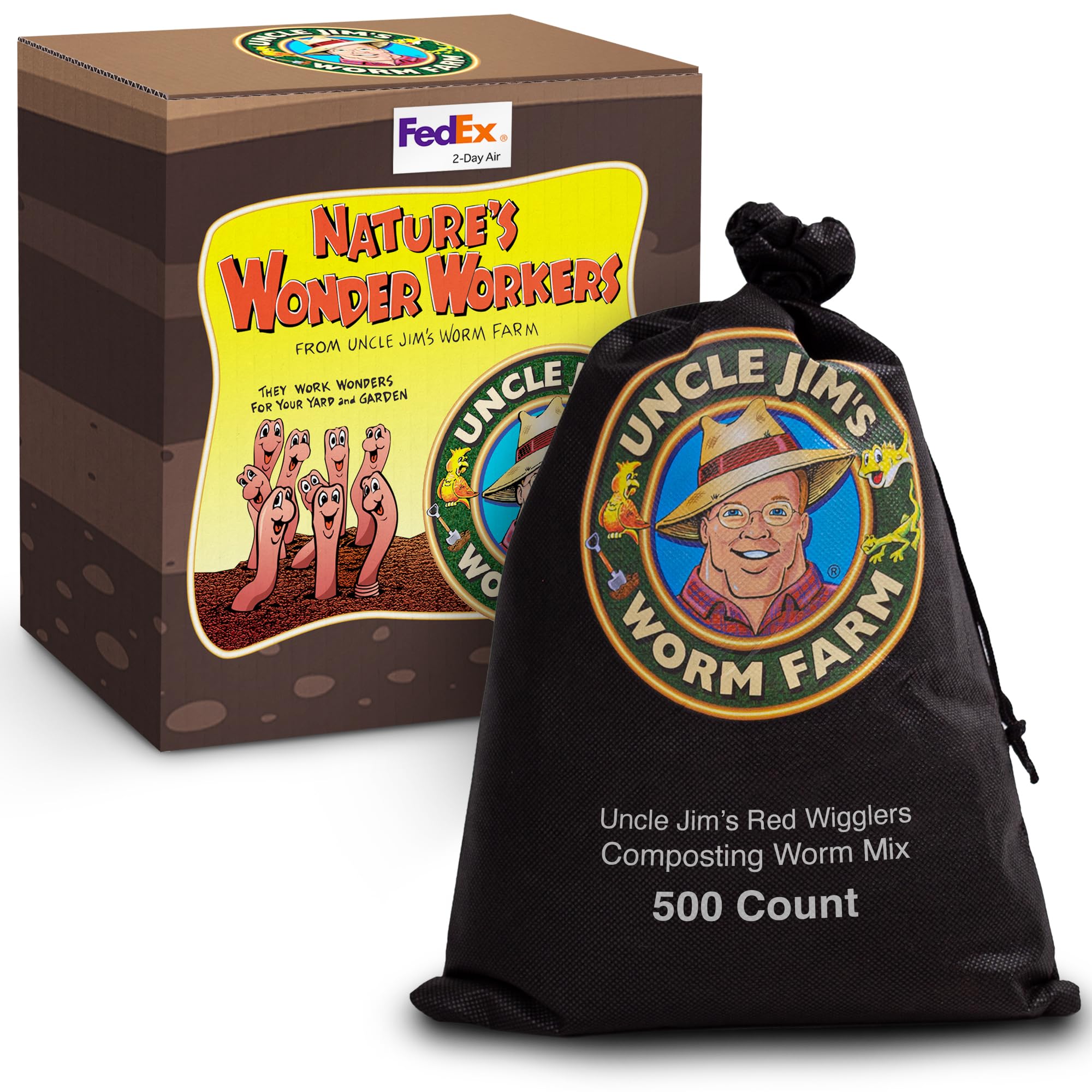 Uncle Jim'S Worm Farm Red Wiggler Composting Worms Mix For Garden Soil Or Fishing | Starter Pack Of Compost Worms Improves Soil