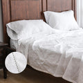 Simple&Opulence 100% Belgian Linen Sheet Set Handmade Hemstitch White King Size Bed Sheet-4 Piece (1 Flat Sheet+1 Fitted Sheet+2