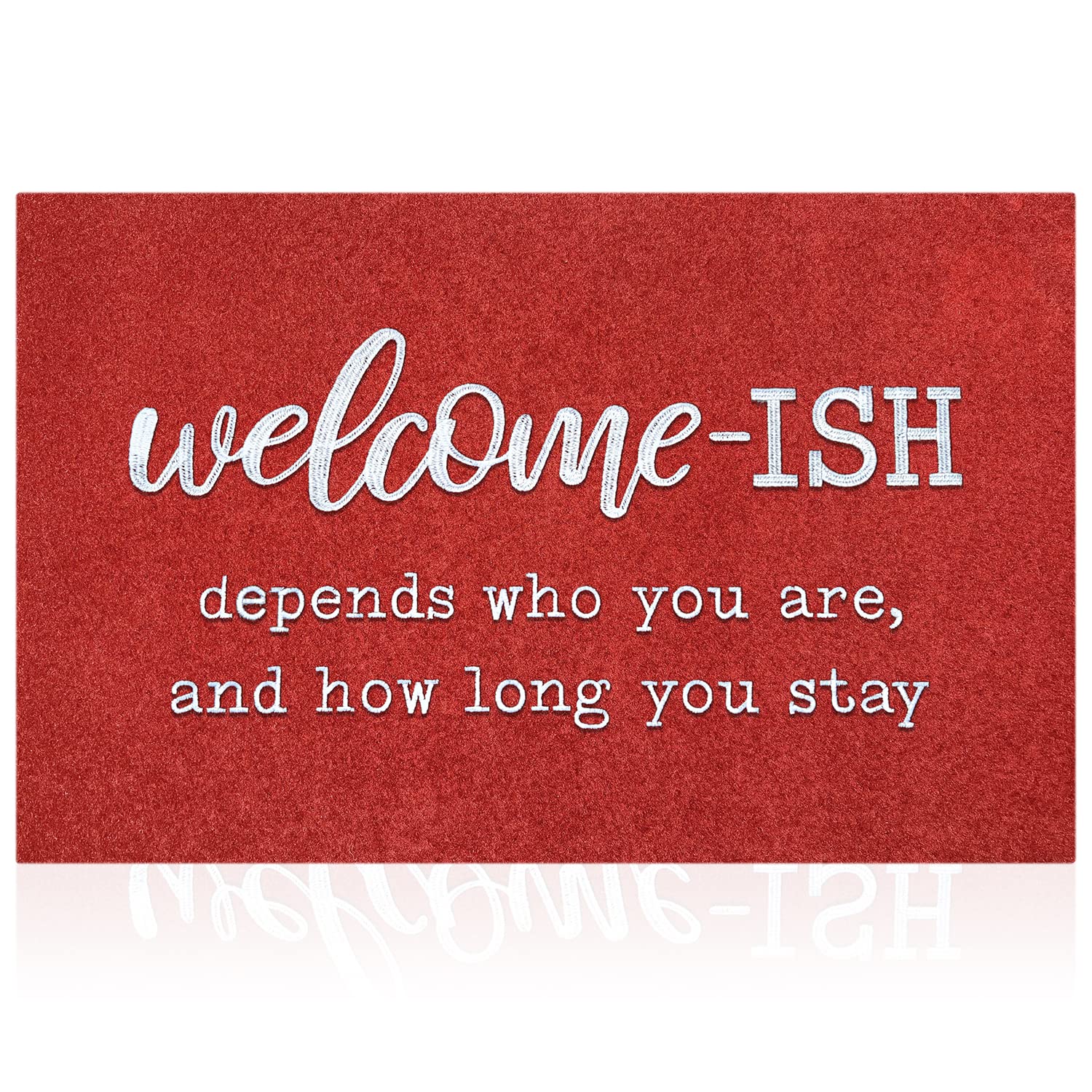 Jjuuyou Large Welcome Mats For Front Door Outdoor Entry Funny Welcome Ish Depends Who You Are Doormat Non Slip Rubber Mat For Ho