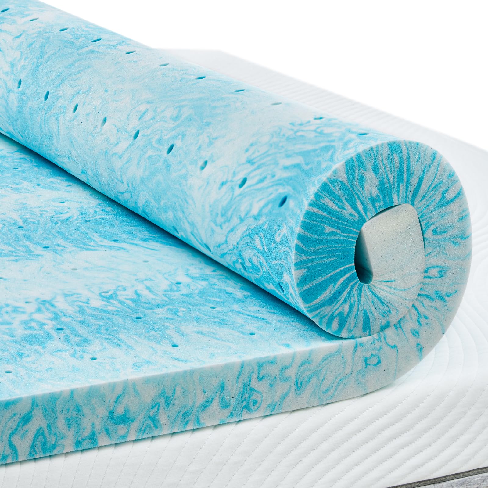 Perlecare 4 Inch Twin Memory Foam Mattress Topper, Cooling Gel Infused Mattress Pad, Ventilated Bed Topper For Pressure Relief B