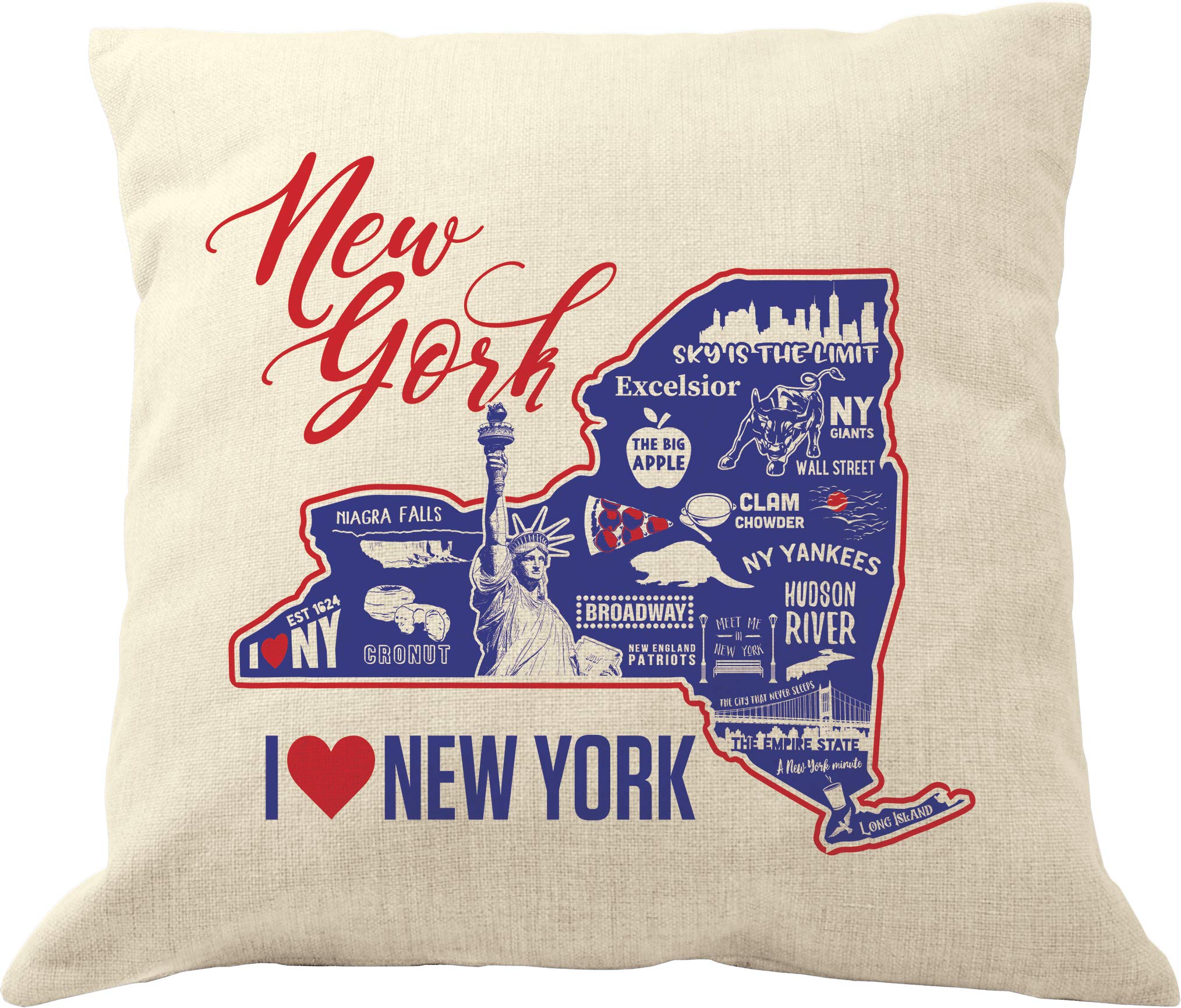 Drupsco New York Pillow Covers 18X18 - Cotton Linen New York Throw Pillow Case, New York Decorative Pillow