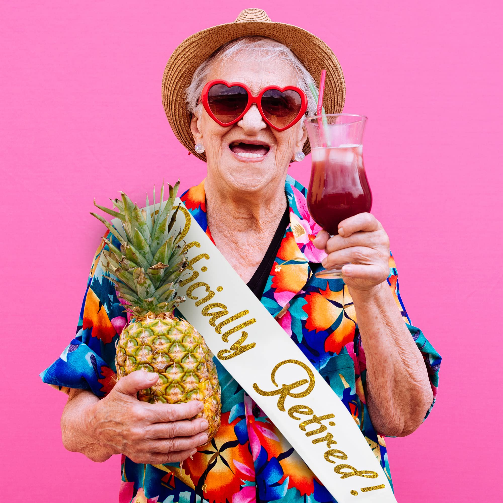 Officially Retired Celebration Sash - Elegant Retirement Sash For Women And Men With Oversized Safety Pin. Perfect For Retiremen