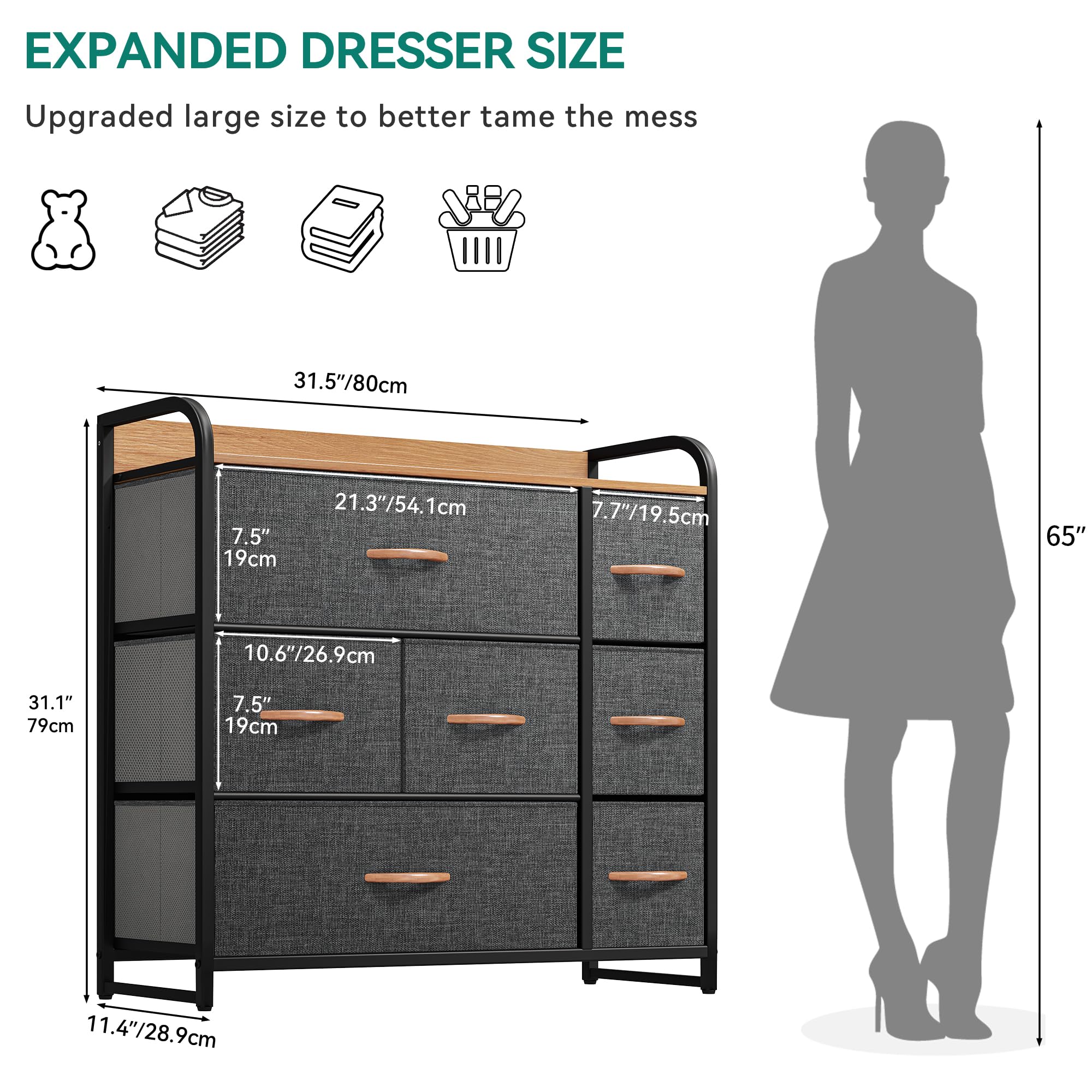 Yitahome Dresser Drawers, Organizer Unit For Bedroom, Fabric Dresser Storage Tower, Organizer Unit For Bedroom, Living Room, Hallway, Closets