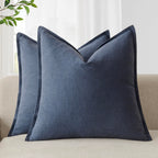 Foindtower Pack of 2, Decorative Linen Soild Throw Pillow Covers Soft Accent Square Cushion Case Boho Farmhouse Pillowcase for C