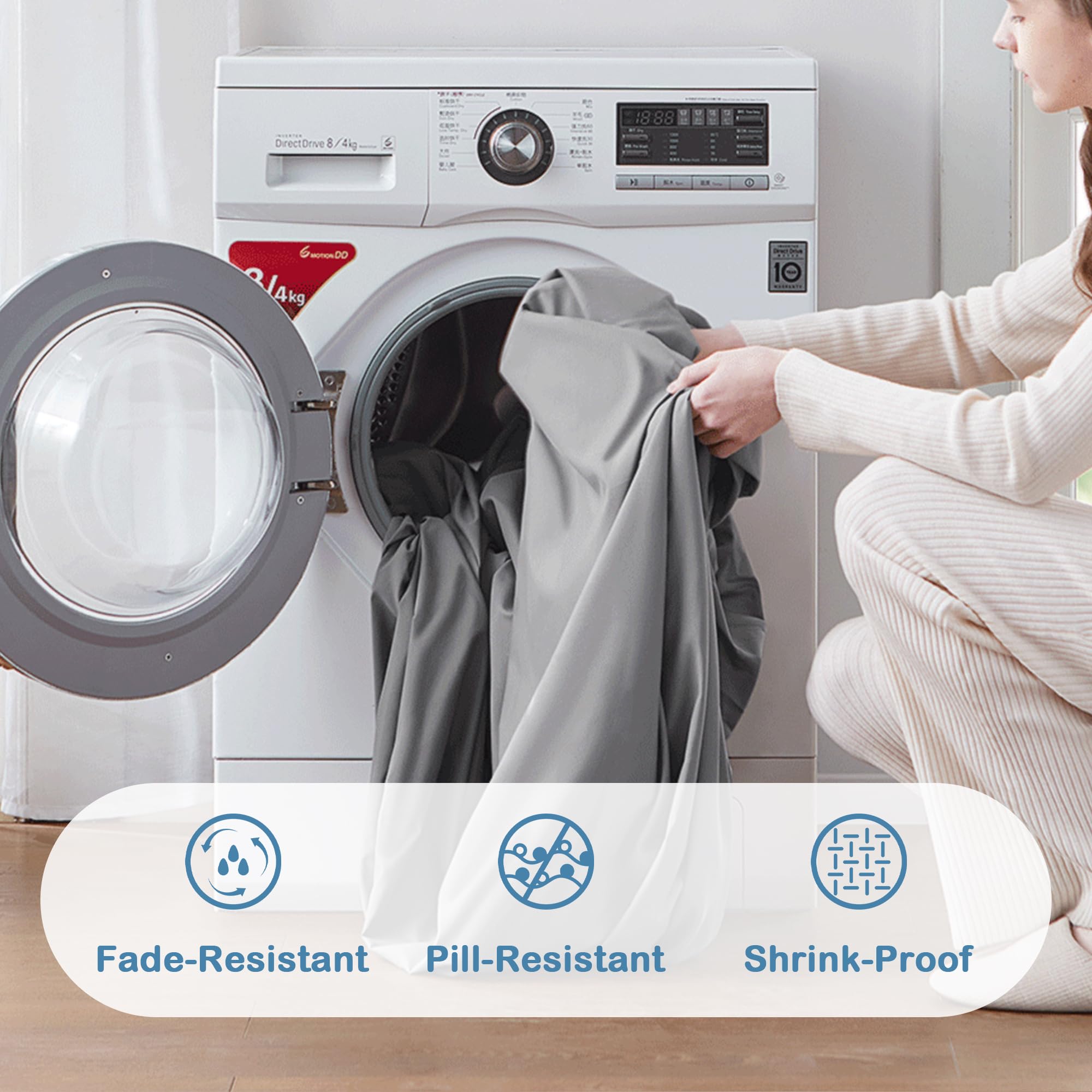 Degrees Of Comfort Coolmax Cooling Fitted Sheet Only, Full Size Bed Soft Sheets For Hot Sleepers, Up To 15' Deep Pocket, All Around Elastic, Wrinkle Free, Fade Stain Resistant, Grey 1Pc