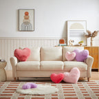 Easttree Heart Pillows, Purple Heart Shaped Pillows, Love Throw Pillows Gifts, Ultra Faux Rabbit Fur Soft Small Cute Fluffy Pill