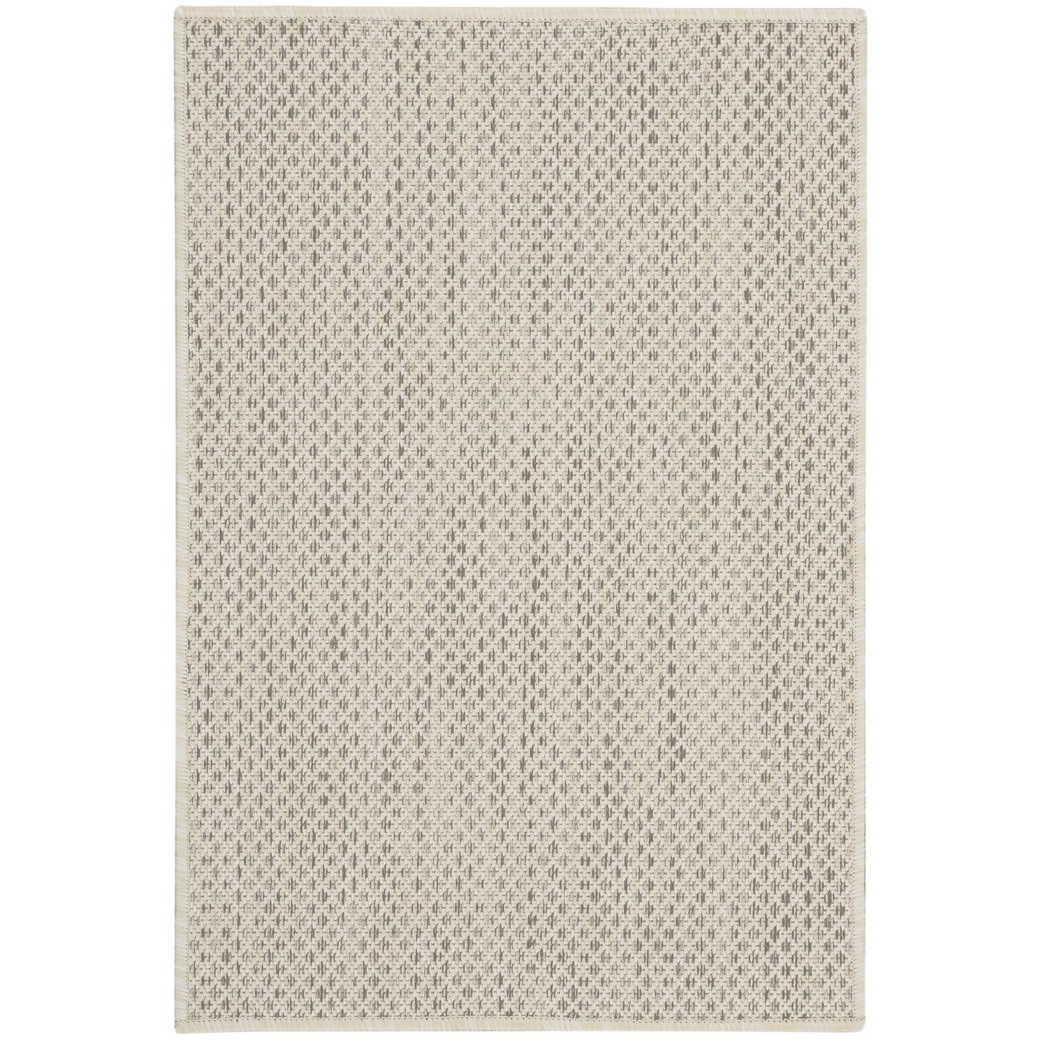Nourison Courtyard Indoor/Outdoor Ivory Silver 2' X 3' Area Rug, Geometric, Easy Cleaning, Non Shedding, Bed Room, Living Room,