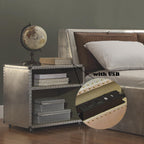 Acme Brancaster Nightstand with Nailhead Trim in Gray