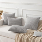 Kevin Textile 2 Packs Light Grey Decorative Throw Pillow Covers 26X26 Inch For Living Room Couch Bed Sofa Rustic Farmhouse Boho Home Decor Soft Striped Corduroy Square Cushion Case 66X66 Cm