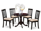 East West Furniture ANTI5-CAP-C 5 Piece Kitchen Table & Chairs Set Includes a Round Dining Room Table with Pedestal and 4 Linen Fabric Upholstered Dining Chairs, 36x36 Inch, Cappuccino