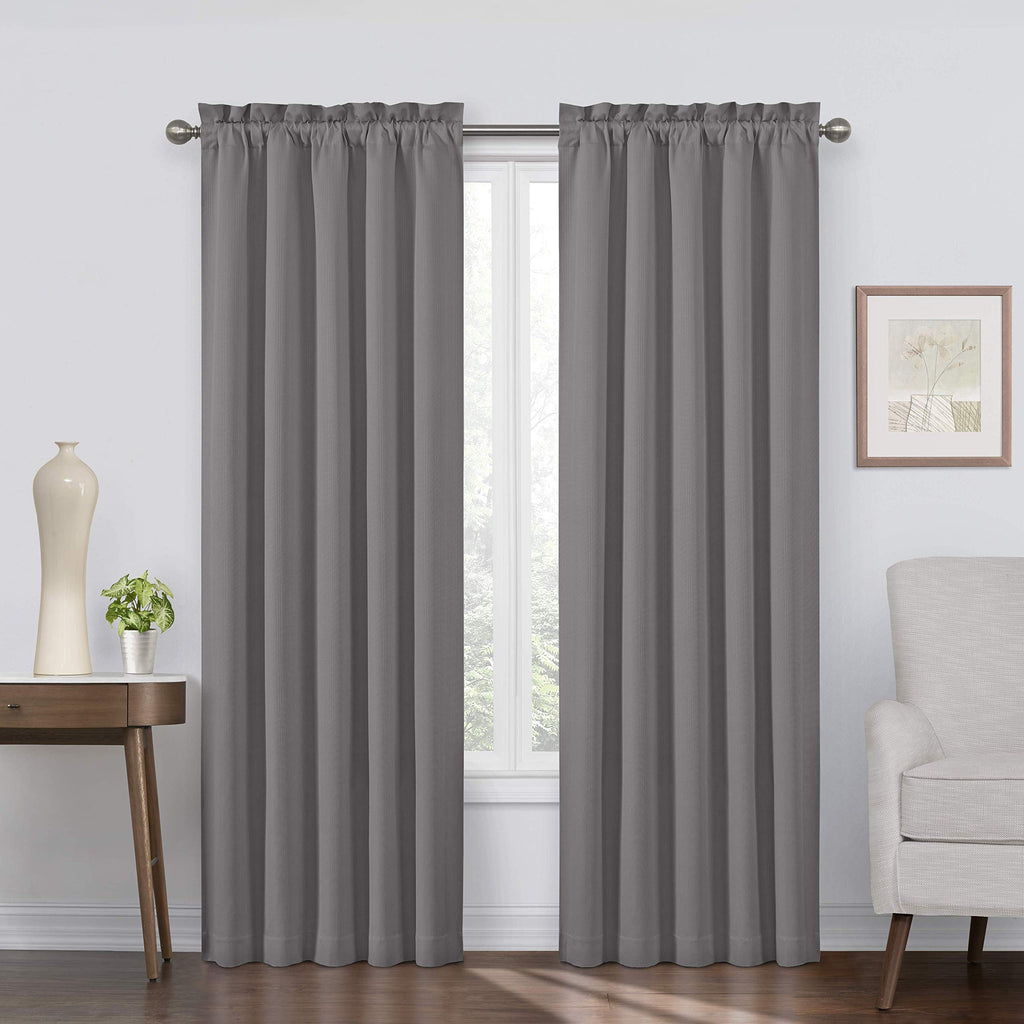 ECLIPSE Corinne Modern Blackout Thermal Rod Pocket Window Curtain for Bedroom or Living Room (1 Panel), 42'' x 63'', Grey