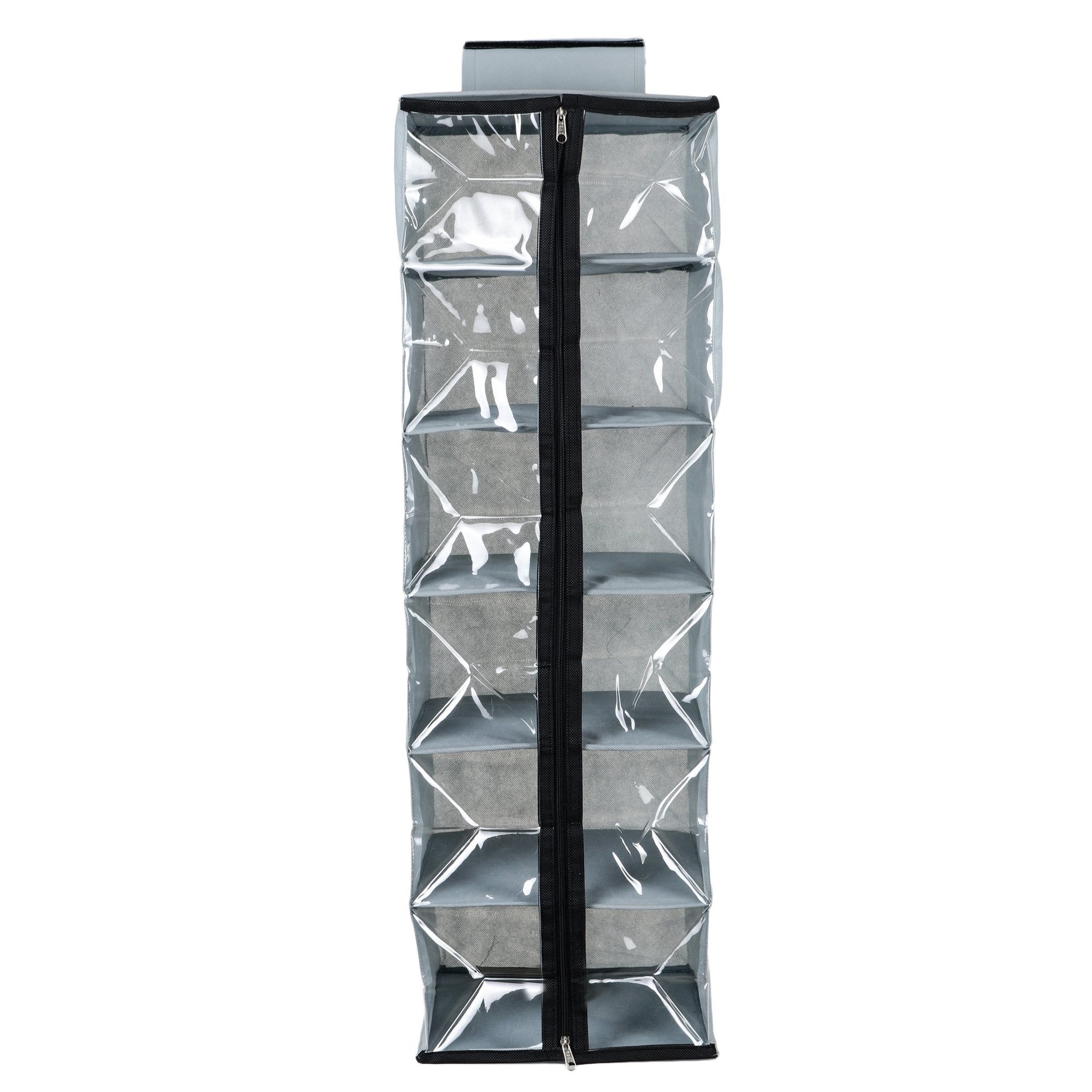 Shrey Creation NonWoven Hanging Cloth Organizer/Wardrobe Shelf Organizer With Zip. (6 Shelves, Grey, Fabric,Nylon)