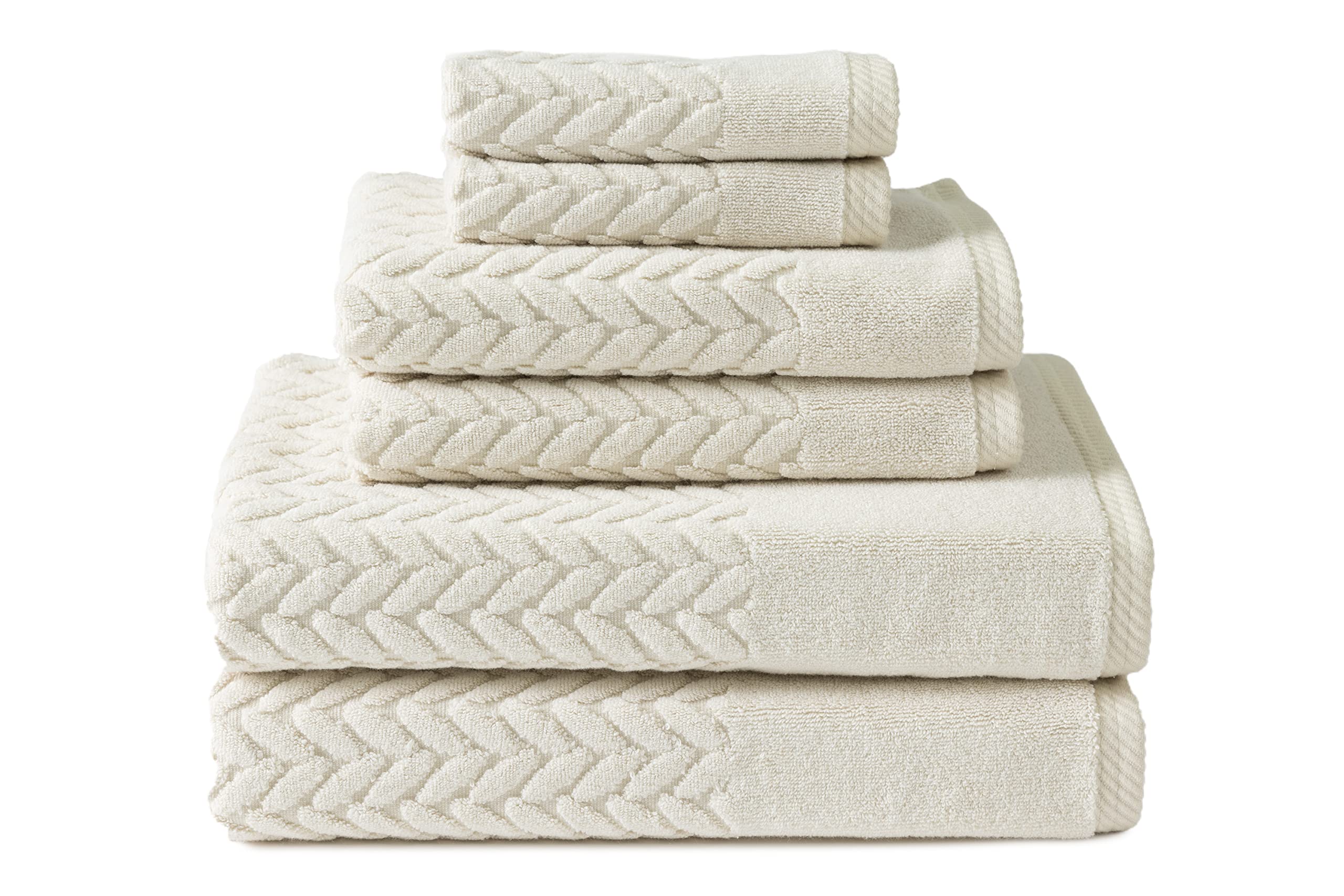Texere 100% Organic Cotton Jacquard 650 GSM Premium Bath Towel Sets - Extra Absorbent Quick Dry and Plush, 2 Large Bath Towels, 
