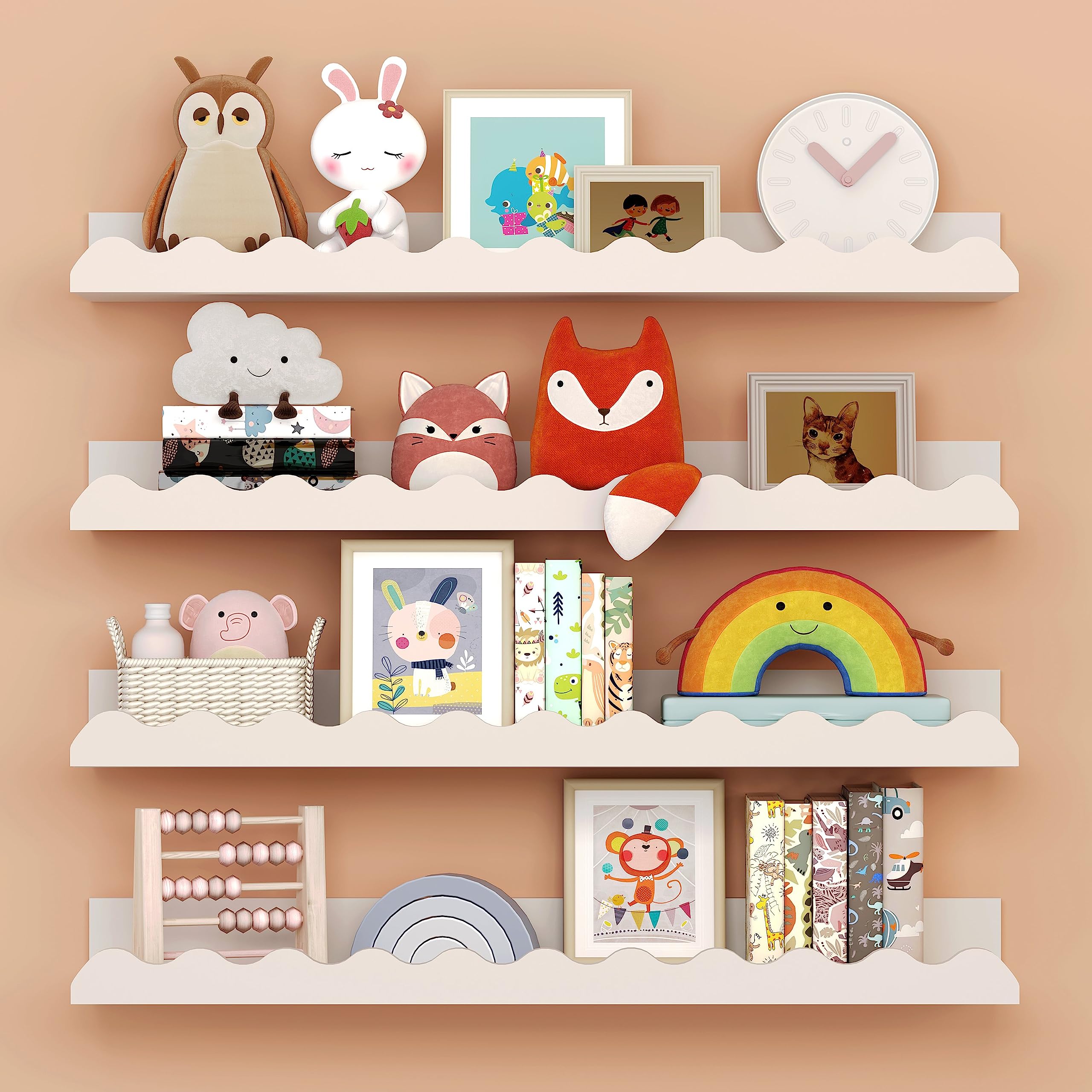 Seocry Nusery Shelves (White, 23 Inches)