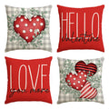 Avoin Colorlife Hello Valentine Love You More Eucalyptus Leaves Throw Pillow Covers, 18 X 18 Inch Buffalo Plaid Polka Dot Stripe
