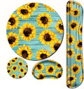 Sunflower Mouse Pad And Keyboard Wrist Rest Ergonomic Wrist Pad For Keyboard And Mouse Mat Set 4 In 1 Mousepad With Wrist Suppor