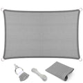 Eden'S Decor Straight Flat-Edged Sun Shade Sail Rectangular 12' X 21' Grey Uv-Blocking Outdoor Canopy Fabric Cloth Awning For Pe