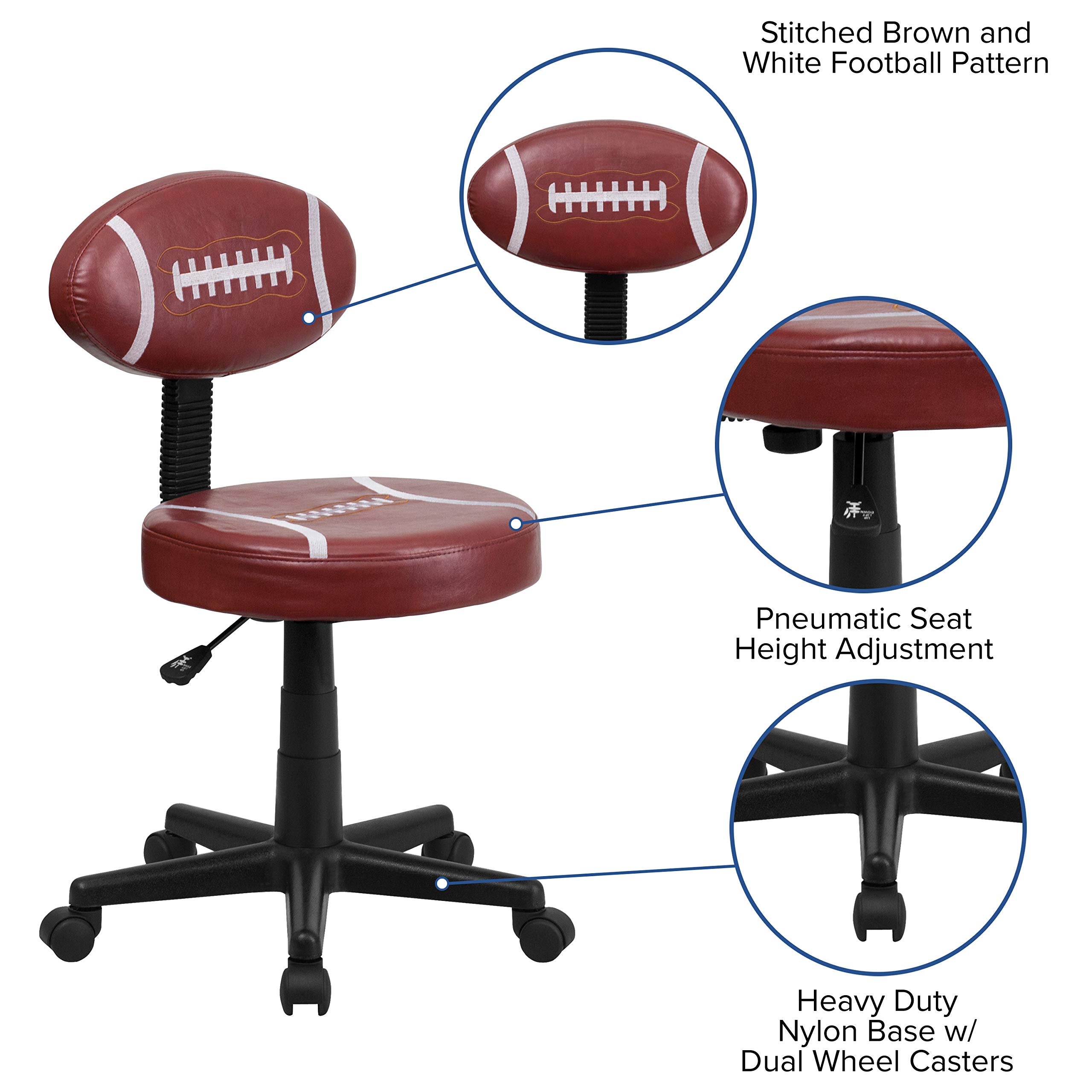 Flash Furniture Preston Football Swivel Task Office Chair, Brown