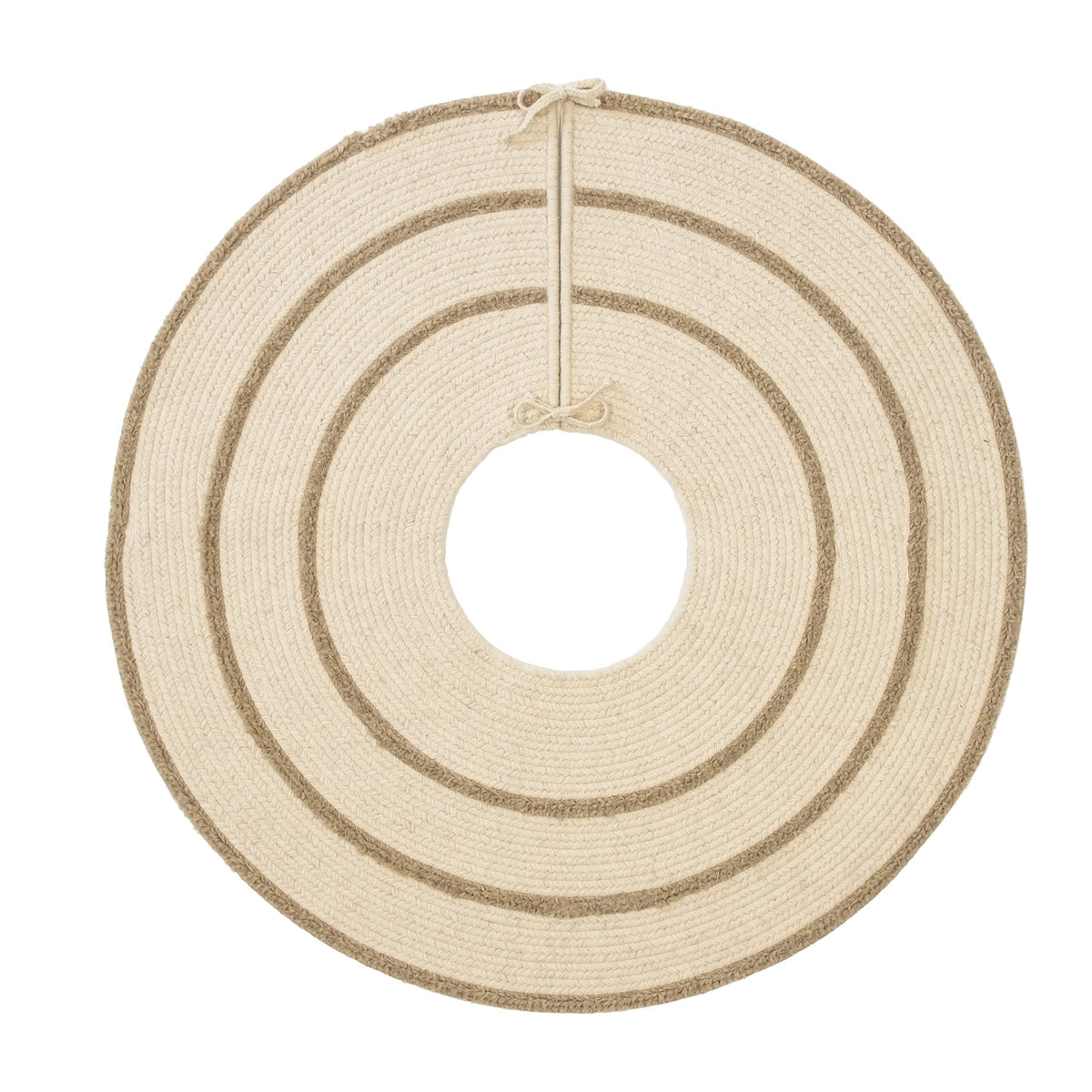 Cozy Natural Wool Stripe Holiday Tree Skirt - Natural 50” X 50”