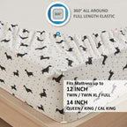 Comfort Spaces Cotton Flannel Breathable Warm Deep Pocket Sheets With Pillow Case Bedding, Twin Xl, Black Dog 3 Piece