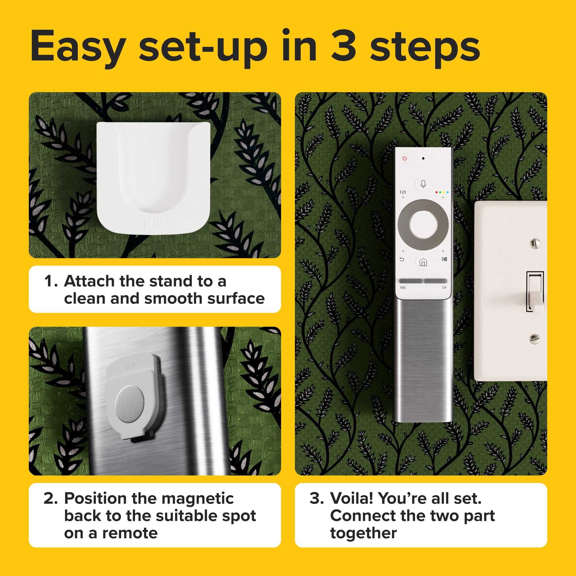 Magnetic Remote Control Holder - 5 Pcs White Set For Tv, Fan, And Air Conditioner Remotes - Wall Mount With Self-Adhesive Back F