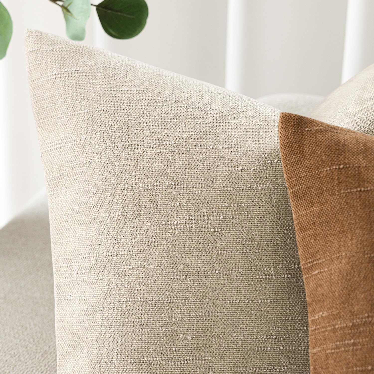 Foindtower Pack Of 2 Soft Textured Throw Decorative Pillow Covers Lumbar Accent Solid Cushion Cover Cozy Neutral Farmhouse Pillo