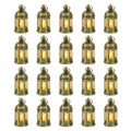 Romadedi Mini Lanterns Decorative for Wedding Centerpiece - 20 Pcs Hanging Small Gold Lantern Bulk with Flickering LED Candles f
