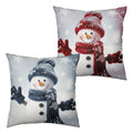 Kwlegh Navy Blue And Red Snowman Pillow Covers 18X18 Set Of 2 Winter Holiday Decorative Pillow Covers Cotton Linen Throw Pillow