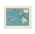 Poster Master Hawaii Travel Poster - Aqua Turquoise 1930s Vinateg Map Print - Unique Wall Decor Gift for Home, Living Room, Kitc