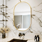 Protylctaster Oval Mirrors,Oval Bathroom Mirrors,20x28 Gold Mirror for Wall,Oval Wall Mirror,Bathroom Mirrors for Over Sink(Gold