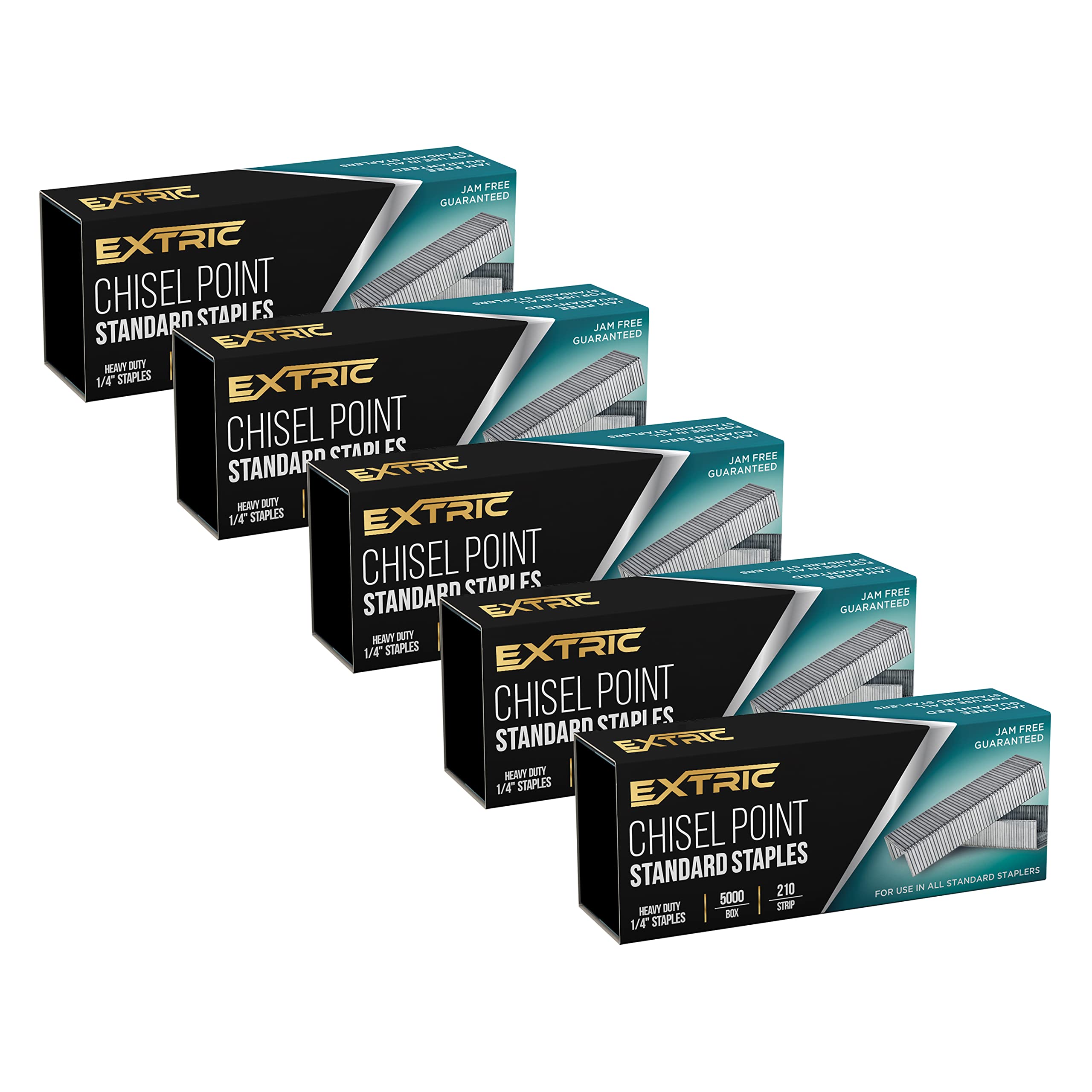 Staples 5 Pack - 25,000 Staples Standard - Heavy Duty Chisel Point Standard Staples 1/4 Inch Staple - Standard Staples For Stapl