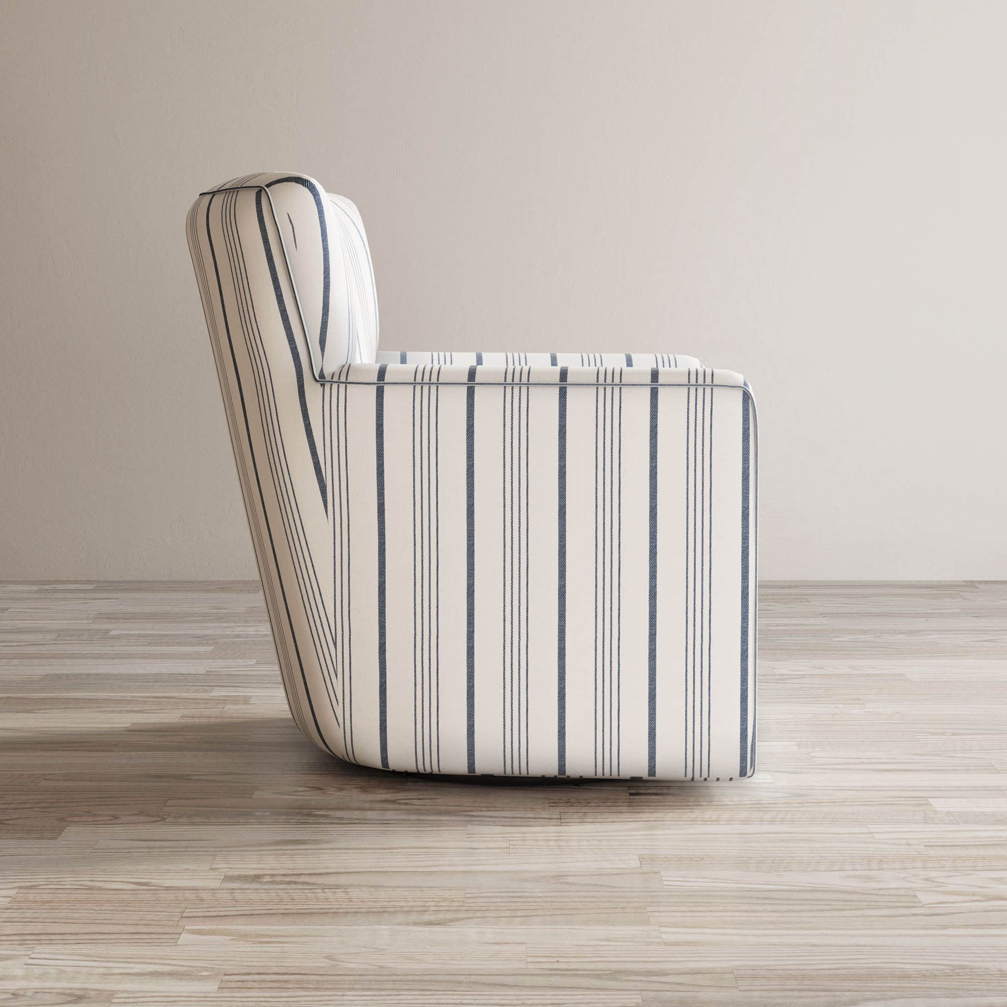 Jofran Blakely Harper Classic Contemporary Swivel Upholstered Accent Chair. Blue Stripe
